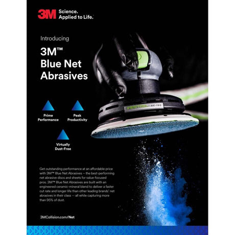 3M 36435 Blue Net Disc Roll , 5 in, 80+ Grade, Best in Class, Virtually Dust-Free, Abrasive Sheet Roll (7100254372)  - (8Pack) - 3