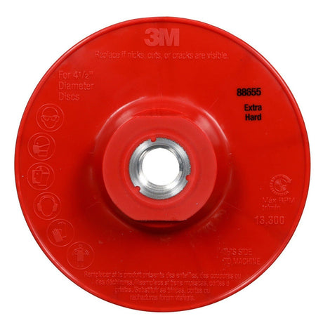 3M Disc Back-up Pad Ribbed, Extra Hard, Red, 4-1/2 in, One Piece (88655) (7100258731)  - (10Pack) - 2