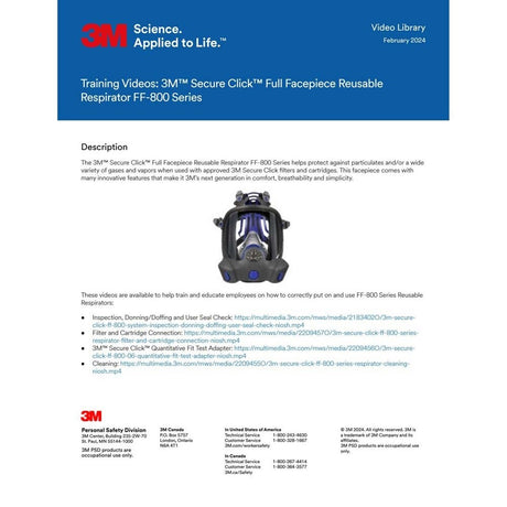 3M FF-802 Secure Click Full Facepiece Reusable Respirator , Medium (7100261326)  - (4Pack) - 9