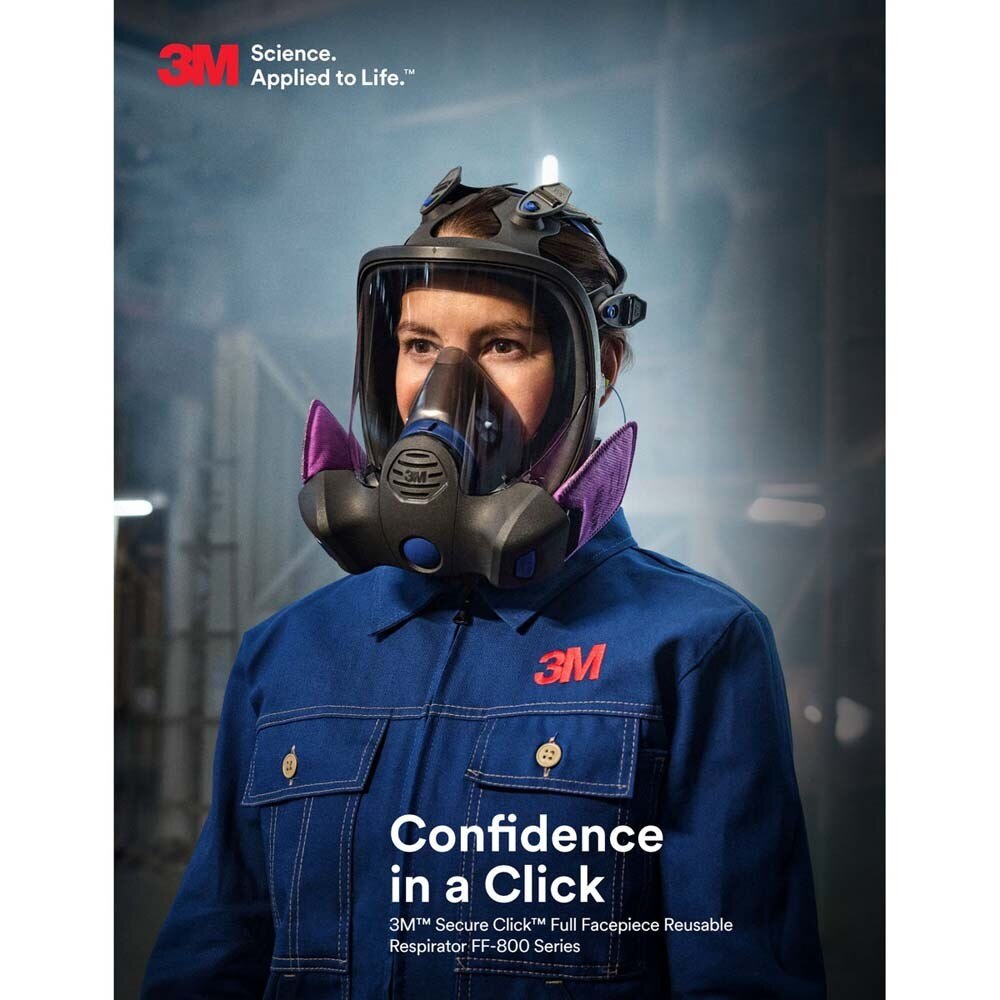 3M FF-801 Secure Click Full Facepiece Reusable Respirator , Small (7100261327)  - (4Pack) - 6