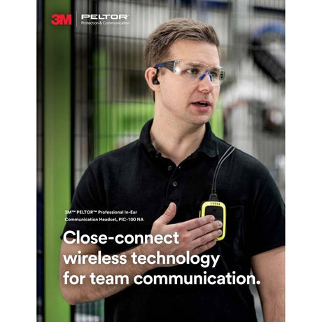 3M PIC-100 NA PELTOR Professional In-Ear Communication Headset, Close-Connect Wireless Technology, VOX Hands-Free, Full-Duplex with In Ear Speech Microphone and 6 Channels, One Size, Yellow/Black (7100262767) - 7