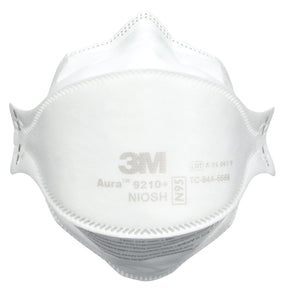 3M 37192 Aura Particulate Respirator 9210+, N95 Disposable Individually Wrapped Flat Fold, White (7100266132) (240 Pack)
