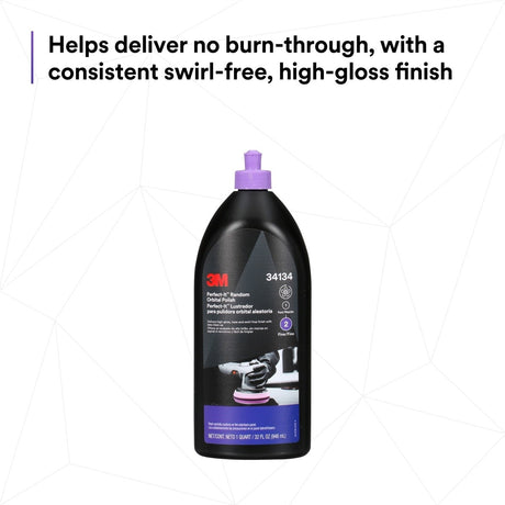 3M Perfect-It Random Orbital Polish, Fine, Purple, 1 Quart (32 fl oz/946 mL) for Automotive Buffing and Polishing (34134) (7100270075)  - (6Pack) - 6