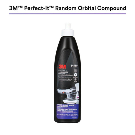 3M Perfect-It Random Orbital Compound, Fast Cutting Automotive Buffing and Polishing Compound, White, 1 Pint 16 fl oz (34130) (7100270076)  - (6Pack)