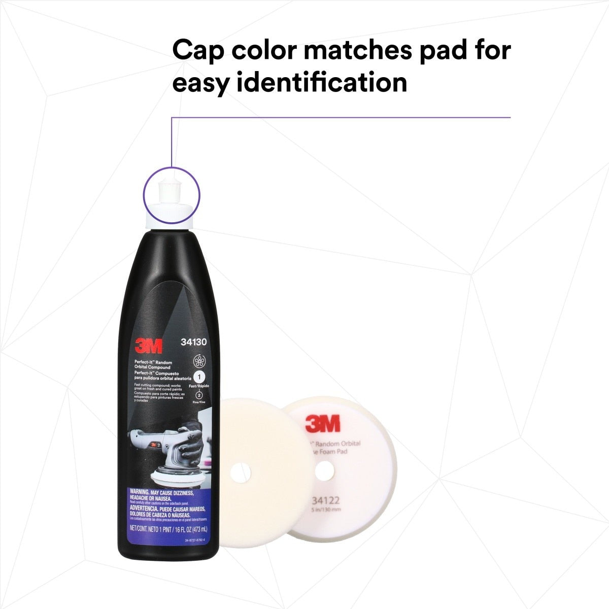 3M Perfect-It Random Orbital Compound, Fast Cutting Automotive Buffing and Polishing Compound, White, 1 Pint 16 fl oz (34130) (7100270076)  - (6Pack) - 4