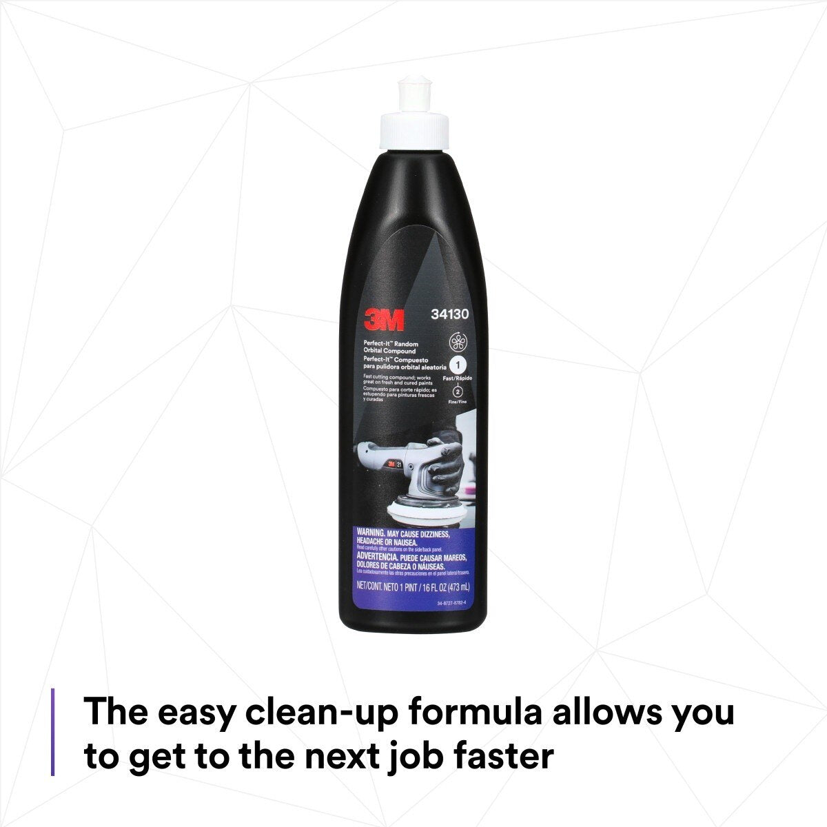 3M Perfect-It Random Orbital Compound, Fast Cutting Automotive Buffing and Polishing Compound, White, 1 Pint 16 fl oz (34130) (7100270076)  - (6Pack) - 5