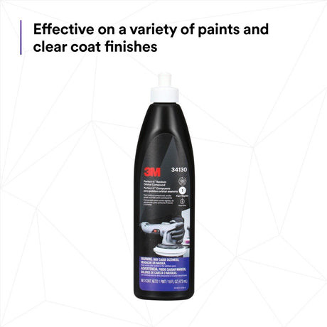 3M Perfect-It Random Orbital Compound, Fast Cutting Automotive Buffing and Polishing Compound, White, 1 Pint 16 fl oz (34130) (7100270076)  - (6Pack) - 6