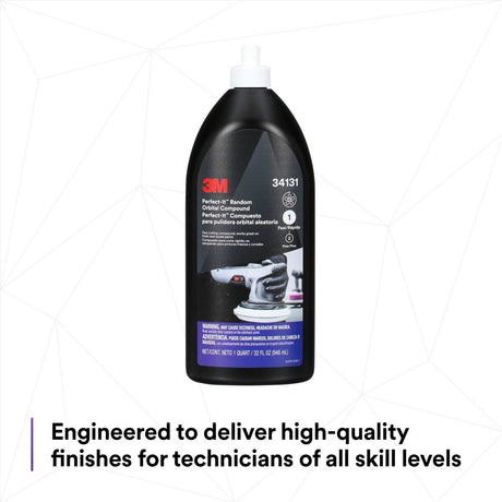 3M 34131 Random Orbital Compound, Fast Cutting Automotive Buffing and Polishing, 1 Quart (7100270078)  - (6 Pack) - 6