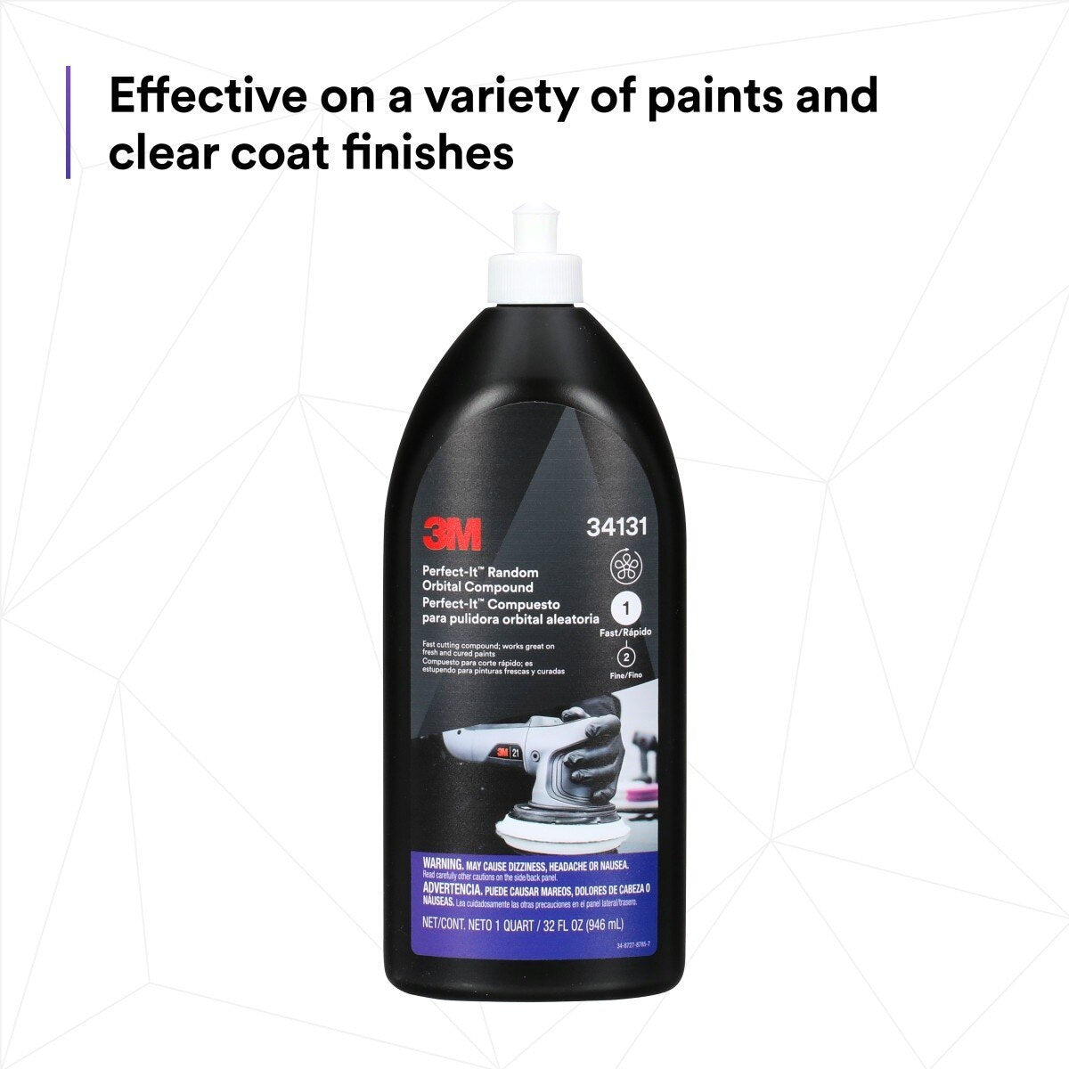 3M 34131 Random Orbital Compound, Fast Cutting Automotive Buffing and Polishing, 1 Quart (7100270078)  - (6 Pack) - 8