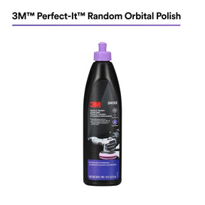 3M 34133 Random Orbital Polish, Purple, 1 Pint (16 fl oz/473 mL), Fast Cutting Polisher for Automotive Buffing and Polishing, High Gloss Finish (7100270085)  - (6 Pack)