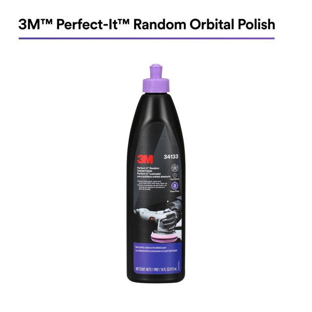 3M 34133 Random Orbital Polish, Purple, 1 Pint (16 fl oz/473 mL), Fast Cutting Polisher for Automotive Buffing and Polishing, High Gloss Finish (7100270085)  - (6 Pack)