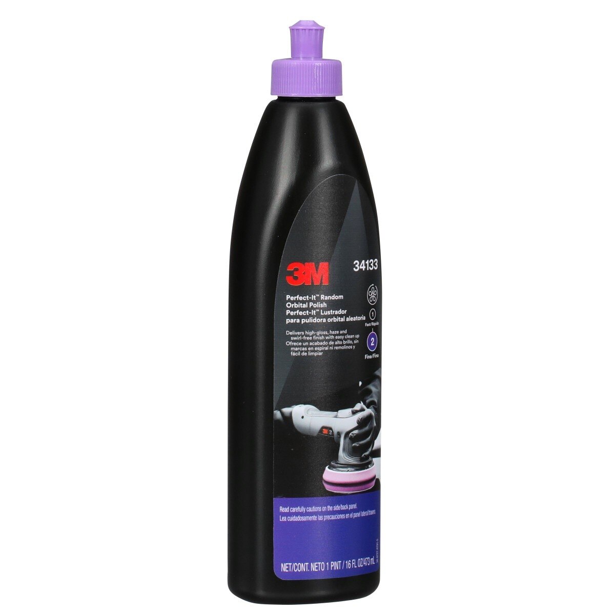 3M 34133 Random Orbital Polish, Purple, 1 Pint (16 fl oz/473 mL), Fast Cutting Polisher for Automotive Buffing and Polishing, High Gloss Finish (7100270085)  - (6 Pack) - 2