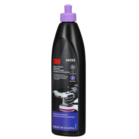 3M 34133 Random Orbital Polish, Purple, 1 Pint (16 fl oz/473 mL), Fast Cutting Polisher for Automotive Buffing and Polishing, High Gloss Finish (7100270085)  - (6 Pack) - 3