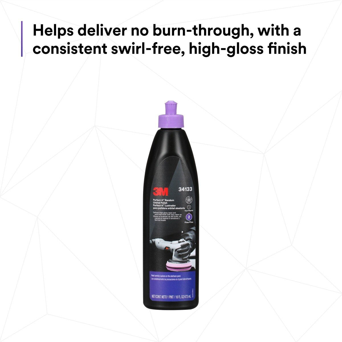 3M 34133 Random Orbital Polish, Purple, 1 Pint (16 fl oz/473 mL), Fast Cutting Polisher for Automotive Buffing and Polishing, High Gloss Finish (7100270085)  - (6 Pack) - 5