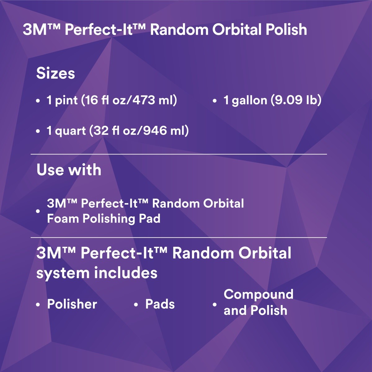 3M 34133 Random Orbital Polish, Purple, 1 Pint (16 fl oz/473 mL), Fast Cutting Polisher for Automotive Buffing and Polishing, High Gloss Finish (7100270085)  - (6 Pack) - 9