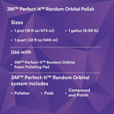 3M 34133 Random Orbital Polish, Purple, 1 Pint (16 fl oz/473 mL), Fast Cutting Polisher for Automotive Buffing and Polishing, High Gloss Finish (7100270085)  - (6 Pack) - 9