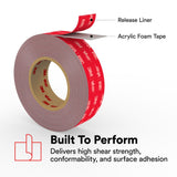 3M RP+230GF VHB Double-Sided Acrylic Foam Tape, Gray, 44 in x 36 yd, 90 mil, Film Liner (7100273393) - 3