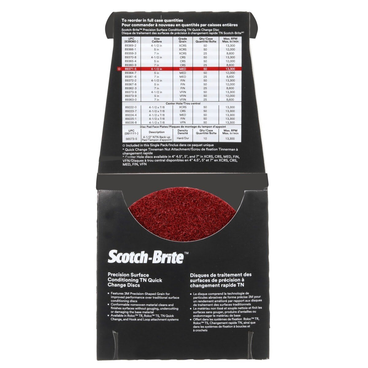 3M PN-DN Scotch-Brite Precision Surface Conditioning TN Quick Change Disc, Medium, 4-1/2 in (7100274538)  - (10 Pack) - 2