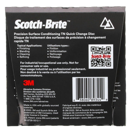3M PN-DN Scotch-Brite Precision Surface Conditioning TN Quick Change Disc, Medium, 4-1/2 in (7100274538)  - (10 Pack) - 3