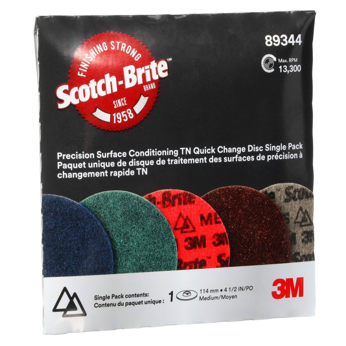 3M PN-DN Scotch-Brite Precision Surface Conditioning TN Quick Change Disc, Medium, 4-1/2 in (7100274538)  - (10 Pack) - 4