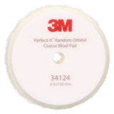 3M 34124 Hookit Random Orbital Coarse Wool Compounding Pad, White, 6 in x 150 mm (7100276846) (12 Pack) - 2
