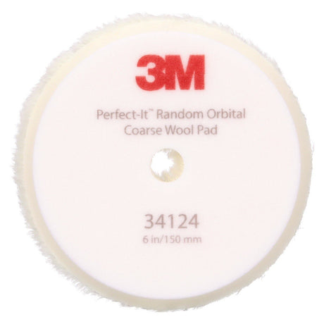 3M 34124 Hookit Random Orbital Coarse Wool Compounding Pad, White, 6 in x 150 mm (7100276846) (12 Pack) - 2