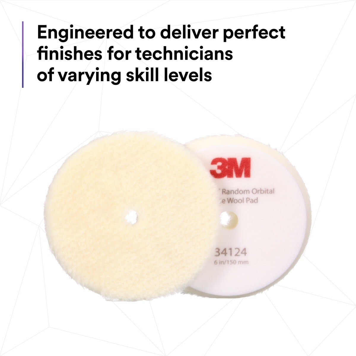 3M 34124 Hookit Random Orbital Coarse Wool Compounding Pad, White, 6 in x 150 mm (7100276846) (12 Pack) - 9