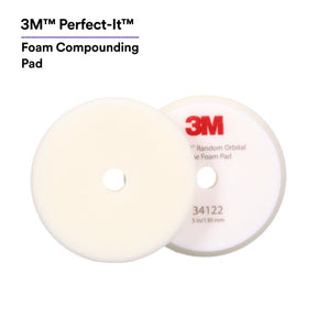 3M 34122 Hookit Random Orbital Foam Compounding Pad, Coarse, White, 5 in 130 mm (7100276847) (12 Pack)