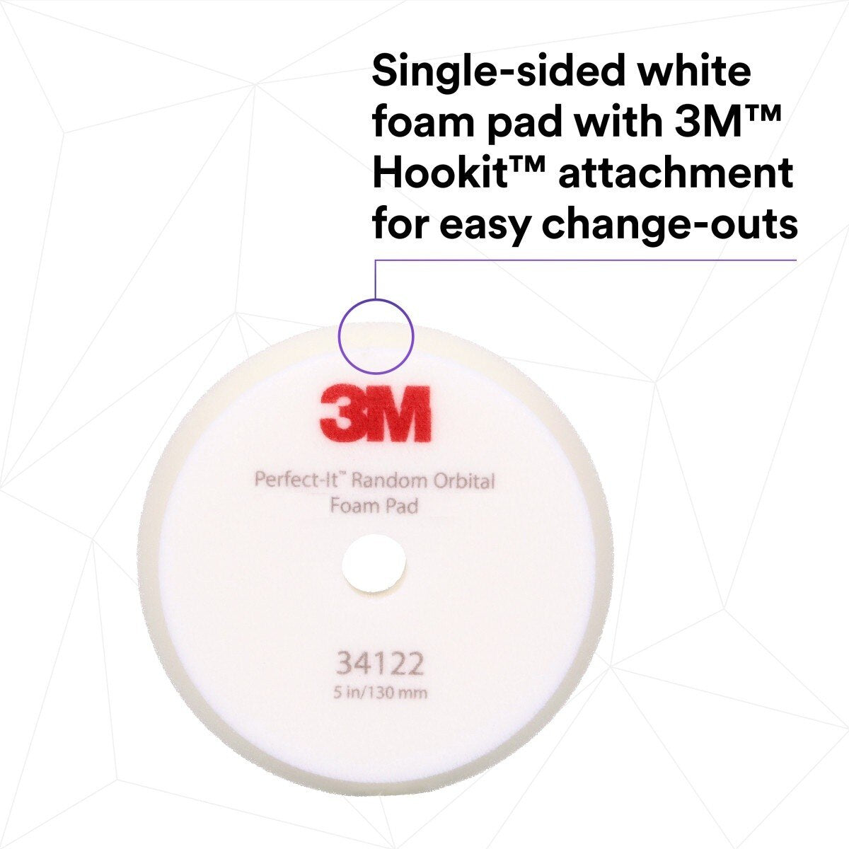 3M 34122 Hookit Random Orbital Foam Compounding Pad, Coarse, White, 5 in 130 mm (7100276847) (12 Pack) - 2