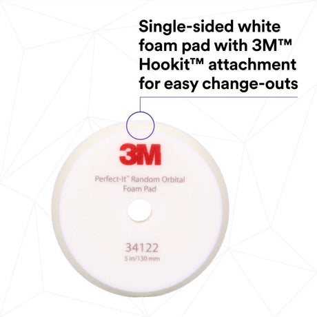 3M 34122 Hookit Random Orbital Foam Compounding Pad, Coarse, White, 5 in 130 mm (7100276847) (12 Pack) - 2