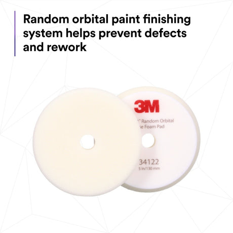 3M 34122 Hookit Random Orbital Foam Compounding Pad, Coarse, White, 5 in 130 mm (7100276847) (12 Pack) - 3