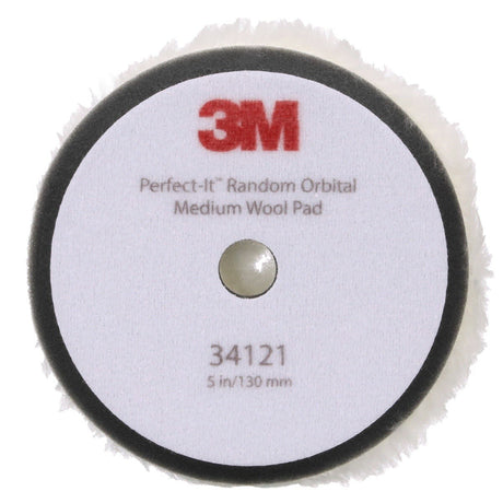 3M 34121 Hookit Random Orbital Medium Wool Compounding Pad, White, 5 in x 130 mm (7100276848) (12 Pack) - 2