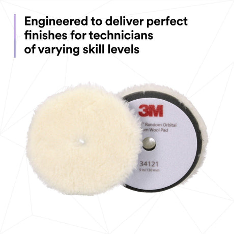 3M 34121 Hookit Random Orbital Medium Wool Compounding Pad, White, 5 in x 130 mm (7100276848) (12 Pack) - 6