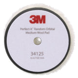 3M 34125 Hookit Random Orbital Medium Wool Compounding Pad, White, 6 in (150 mm) (7100276850) (12 Pack) - 2