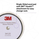 3M 34125 Hookit Random Orbital Medium Wool Compounding Pad, White, 6 in (150 mm) (7100276850) (12 Pack) - 6