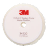 3M 34120 Hookit Random Orbital Coarse Wool Compounding Pads, White, 5 in x 130 mm (7100276851) (12 Pack) - 2