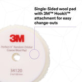 3M 34120 Hookit Random Orbital Coarse Wool Compounding Pads, White, 5 in x 130 mm (7100276851) (12 Pack) - 9