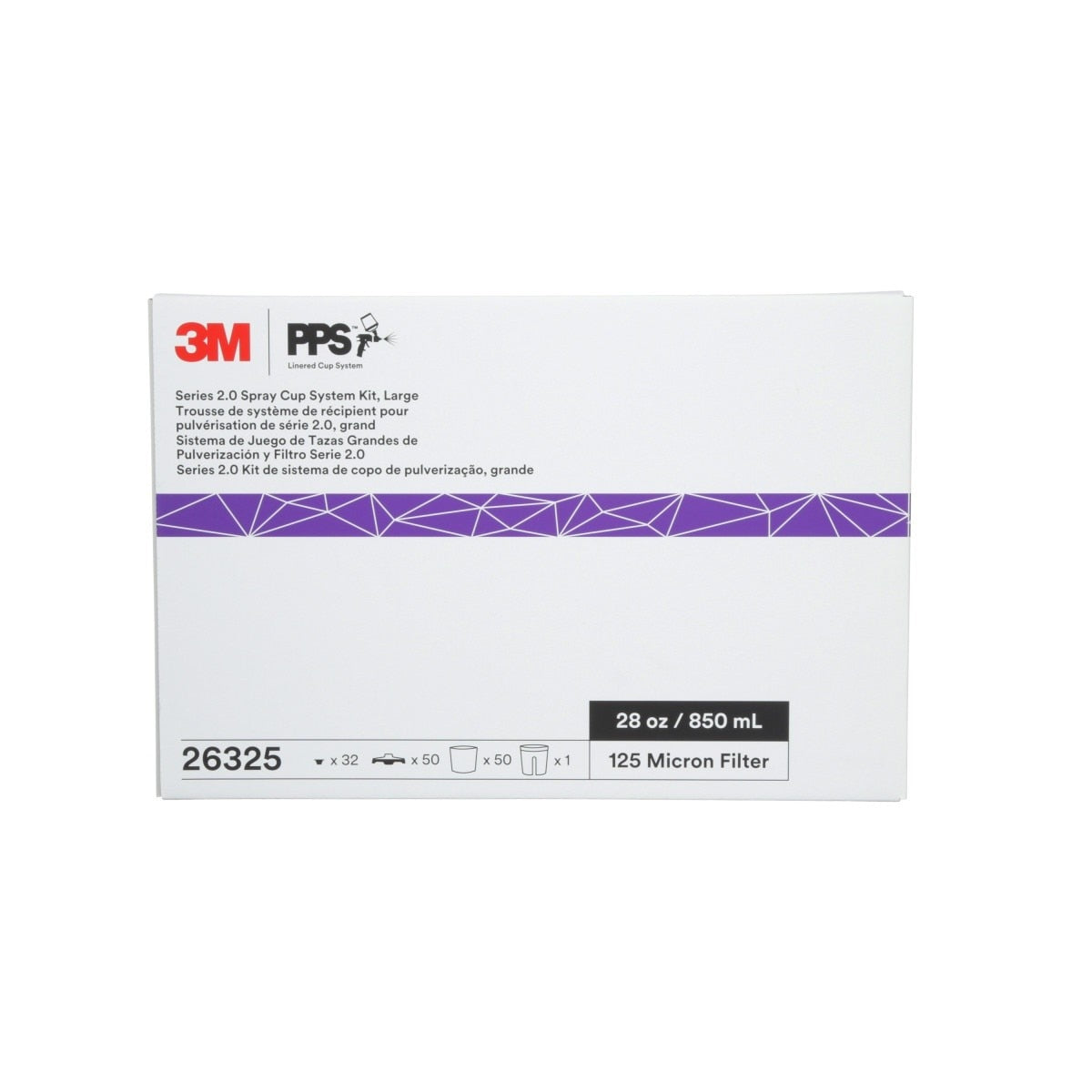 3M 26325 PPS Series 2.0 Spray Cup System Kit, Large, 28 fl oz, 125 Micron Filter, 1 Cup, 50 Lids and Liners, 32 Plugs (7100284561) - 9
