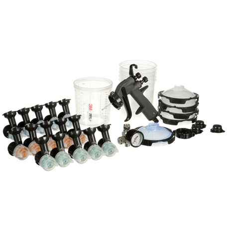 3M 26778 PPS Performance Spray Gun Starter Kit with 2.0 Spray Cup System, 15 Replaceable Gravity HVLP Atomizing Heads, Air Control Valve (7100285101) - 3