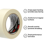 3M  101+  Value Masking Tape, Tan, 48 mm x 55 m, 5.1 mil (7100293677) - 2