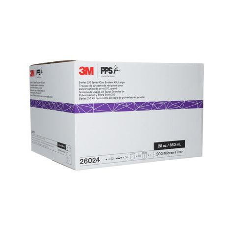 3M 26024 PPS Spray Cup System Kit, Large, 28 oz, 200 Micron Filter, 1 Hard Cup, 50 Lids, 50 Liners, 32 Sealing Plugs (7100297030) - 9