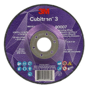 3M 90007 Cubitron 3 Depressed Center Grinding Wheel, 36+ Grit, Type 27, 5 in x 1/4 in x 7/8 in ANSI for Heavy-Duty Weld Grinding and Deburring (7100303967) (20 Pack)