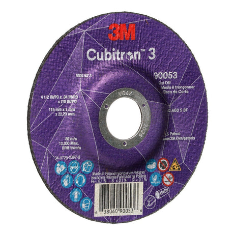 3M 90053 Cubitron Cut-Off Wheel, 60+, T27, 4-1/2 in x 1/8 in x 7/8 in, Black (7100304308) (50 Pack) - 3