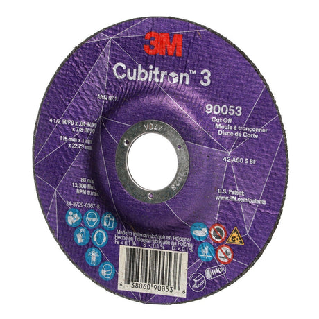3M 90053 Cubitron Cut-Off Wheel, 60+, T27, 4-1/2 in x 1/8 in x 7/8 in, Black (7100304308) (50 Pack) - 4