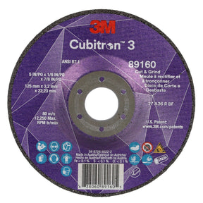 3M 89160 Cubitron Cut and Grind Wheel, 36+, T27, Black, 5 in x 1/8 in x 7/8 in, ANSI (7100305151) (20 Pack)