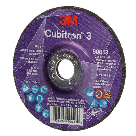 3M 90013 Cubitron 3 Cut and Grind Wheel, 36+, T27, Black, 4 in x 5/32 in x 5/8 in (7100305443) (20 Pack) - 4