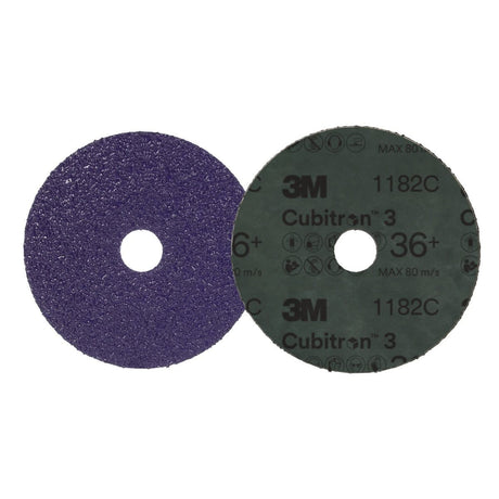 3M 1182C Cubitron Fibre Disc, 36+, Purple, 4 in x 5/8 in, Die 400FF (7100309791) (100 Pack) - 2