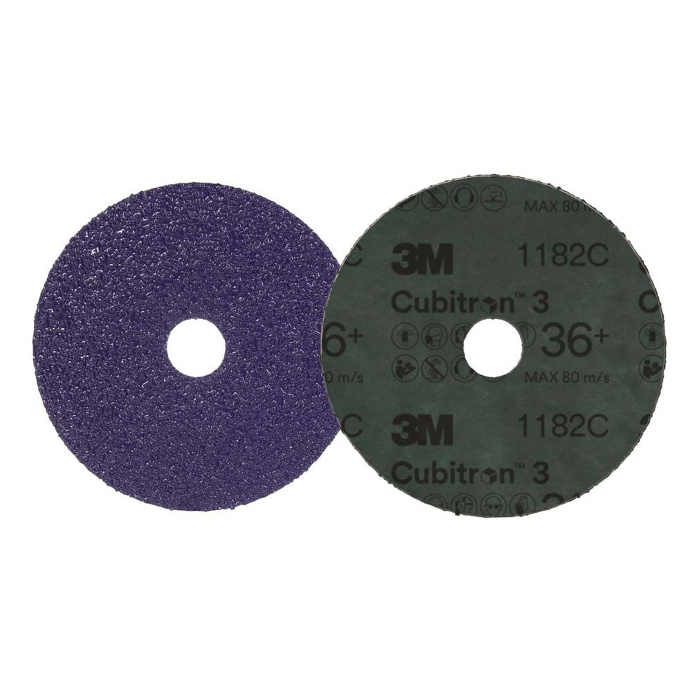 3M 1182C Cubitron 3 Fibre Disc , 36+, 5 in x 7/8 in, Die 500P, Reduce Changeout, Productivity, Use on Mild or Carbon Steel, for Beveling, Heavy Grinding, Weld Removal, Flame Cut Smoothing (7100309793) (25 Pack) - 2