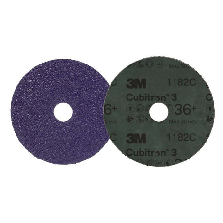 3M 1182C Cubitron 3 Fibre Disc , 36+, 5 in x 7/8 in, Die 500P, Reduce Changeout, Productivity, Use on Mild or Carbon Steel, for Beveling, Heavy Grinding, Weld Removal, Flame Cut Smoothing (7100309793) (25 Pack) - 2