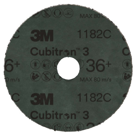 3M 1182C Cubitron 3 Fibre Disc , 36+, 5 in x 7/8 in, Die 500P, Reduce Changeout, Productivity, Use on Mild or Carbon Steel, for Beveling, Heavy Grinding, Weld Removal, Flame Cut Smoothing (7100309793) (25 Pack) - 4